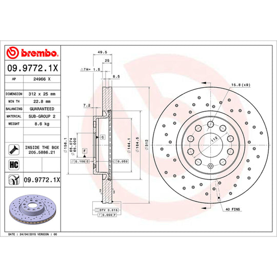 KTX4075 Brembo Low-Met Brake Pad and XTRA Vented Drilled Brake Disc Kit Brembo Brake Canada