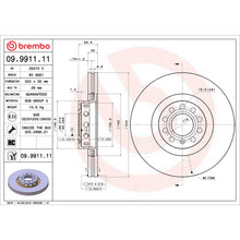 Load image into Gallery viewer, 09.9911.11 Brembo Premium Coated Vented Brake Rotor Brembo Brake Canada