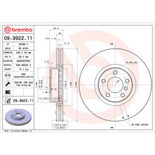 Load image into Gallery viewer, 09.9922.11 Brembo Premium Coated Vented Brake Rotor Brembo Brake Canada