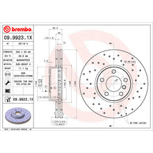 Charger l'image dans la galerie, 09.9923.1X Brembo Premium UV Coated XTRA Cross Drilled Brake Rotor Brembo Brake Canada