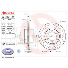 Load image into Gallery viewer, 09.A204.1X Brembo Premium UV Coated XTRA Cross Drilled Brake Rotor Brembo Brake Canada
