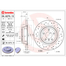 Load image into Gallery viewer, 09.A270.1X Brembo Premium UV Coated XTRA Cross Drilled Brake Rotor Brembo Brake Canada