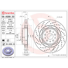 Load image into Gallery viewer, 09.A299.33 Brembo Premium Dual Cast Vented Drilled/Grooved UV Coated Brake Rotor Brembo Brake Canada