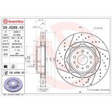 Load image into Gallery viewer, 09.A299.43 Brembo Premium Dual Cast Vented Drilled/Grooved UV Coated Brake Rotor Brembo Brake Canada