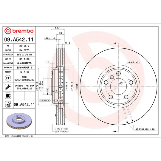 KT00A66 Brembo Ceramic Brake Pad and UV Coated Vented  Brake Disc Kit Brembo Brake Canada