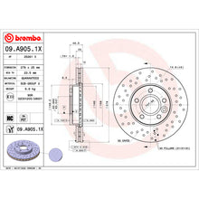 Load image into Gallery viewer, 09.A905.1X Brembo Premium UV Coated XTRA Cross Drilled Brake Rotor Brembo Brake Canada