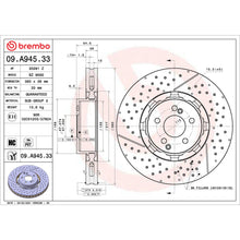 Load image into Gallery viewer, 09.A945.33 Brembo Premium Dual Cast Vented Drilled/Grooved UV Coated Brake Rotor Brembo Brake Canada