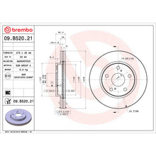 Load image into Gallery viewer, 09.B520.21 Brembo Premium Coated Vented Brake Rotor Brembo Brake Canada