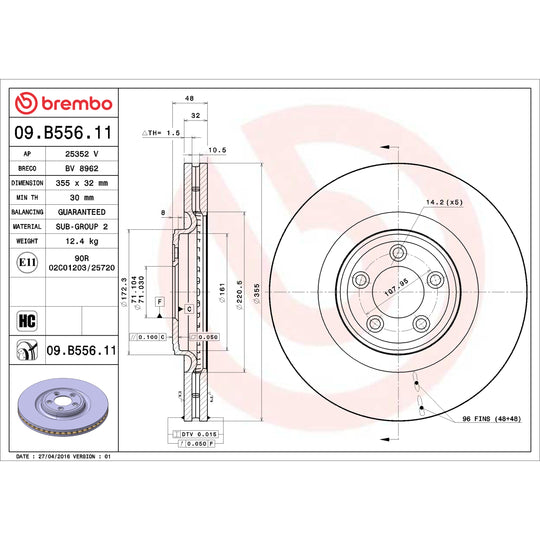 KT00721 Brembo Ceramic Brake Pad and UV Coated Vented  Brake Disc Kit Brembo Brake Canada