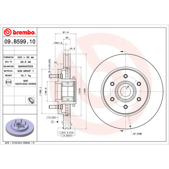 09.B599.10 Brembo Premium Vented Brake Rotor Brembo Brake Canada