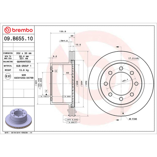 09.B655.10 Brembo Premium Vented Brake Rotor Brembo Brake Canada