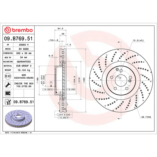 09.B769.51 Brembo Premium UV Coated Front Brake Rotor Brembo Brake Canada