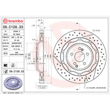 Load image into Gallery viewer, 09.C128.33 Premium Dual Cast Vented Drilled/Grooved UV Coated Brake Rotor Brembo Canada