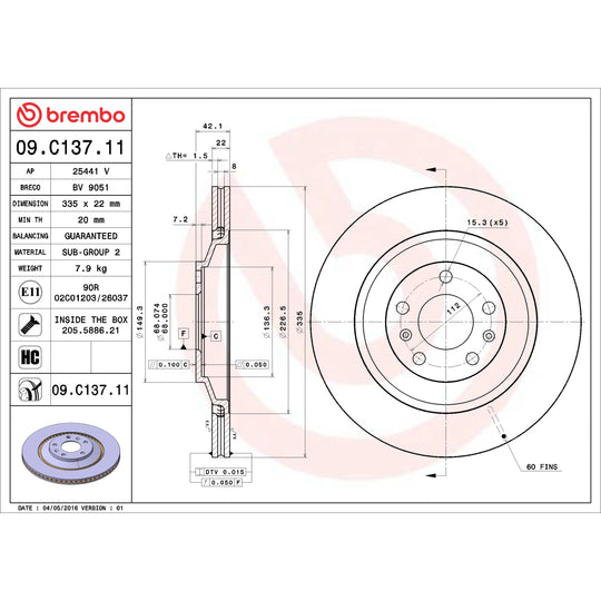 KT00817 Brembo Ceramic Brake Pad and UV Coated Vented  Brake Disc Kit Brembo Brake Canada