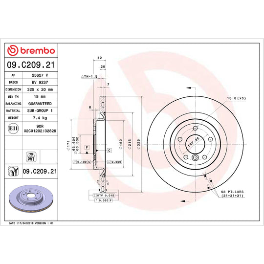 KT00881 Brembo Ceramic Brake Pad and UV Coated PVT  Brake Disc Kit Brembo Brake Canada