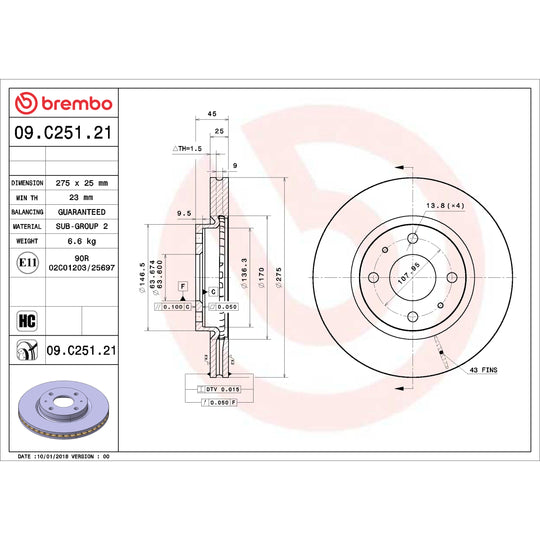 KT00642 Brembo Ceramic Brake Pad and UV Coated Vented  Brake Disc Kit Brembo Brake Canada