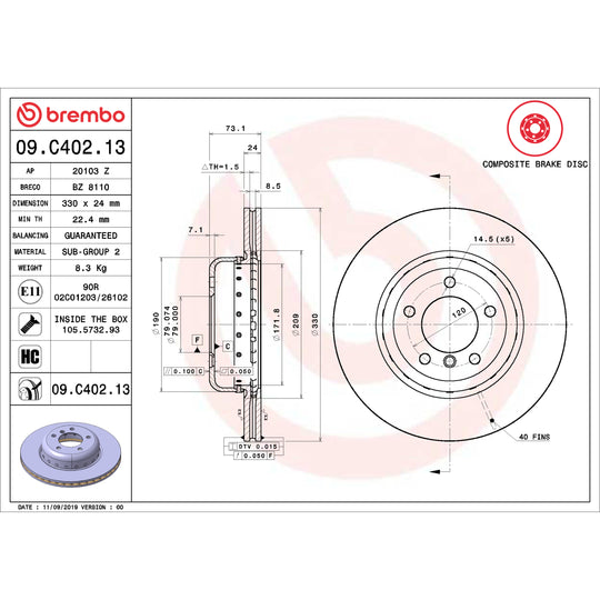 KT04515 Brembo Low-Met Brake Pad and Composite Vented  Brake Disc Kit Brembo Brake Canada