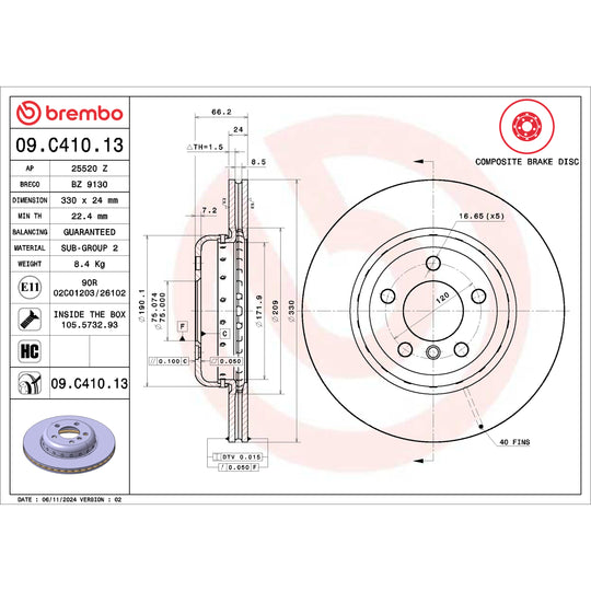 KT00A64 Brembo Ceramic Brake Pad and Composite Vented  Brake Disc Kit Brembo Brake Canada