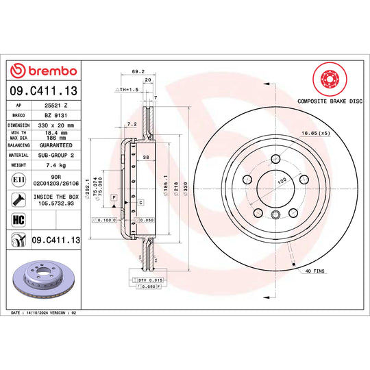 KT00B10 Brembo Ceramic Brake Pad and Composite Vented  Brake Disc Kit Brembo Brake Canada