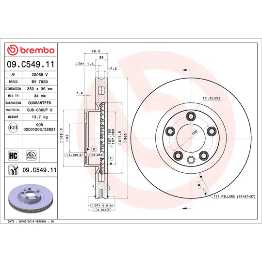 KT00946 Brembo Ceramic Brake Pad and UV Coated PVT  Brake Disc Kit Brembo Brake Canada