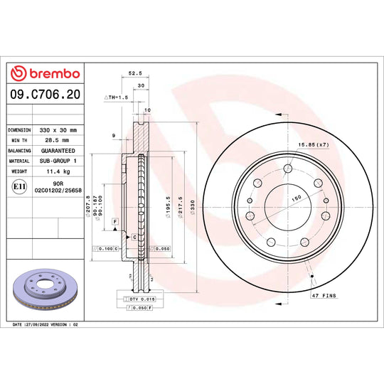 09.C706.20 Brembo Premium Vented Brake Rotor Brembo Brake Canada