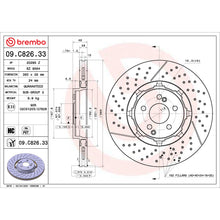 Load image into Gallery viewer, 09.C826.33 Brembo Premium Dual Cast Vented Drilled/Grooved UV Coated Brake Rotor Brembo Brake Canada