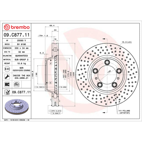 KT04378 Brembo Low-Met Brake Pad and UV Coated PVT Drilled Brake Disc Kit Brembo Brake Canada