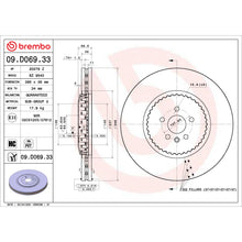 Charger l'image dans la galerie, 09.D069.33 Brembo Premium Coated Lightweight Vented Brake Rotor Brembo Brake Canada