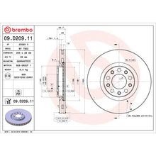 Load image into Gallery viewer, 09.D209.11 Brembo Premium Coated Vented Brake Rotor Brembo Brake Canada