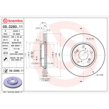 Load image into Gallery viewer, 09.D280.11 Brembo Premium Coated Vented Brake Rotor Brembo Brake Canada