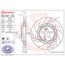 Load image into Gallery viewer, 09.D411.33 Brembo Premium Dual Cast Vented Drilled/Grooved UV Coated Brake Rotor Brembo Brake Canada