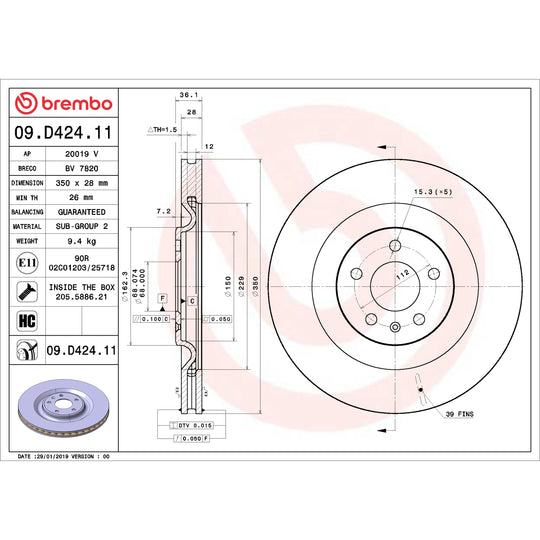 KT00994 Brembo Ceramic Brake Pad and UV Coated Vented  Brake Disc Kit Brembo Brake Canada