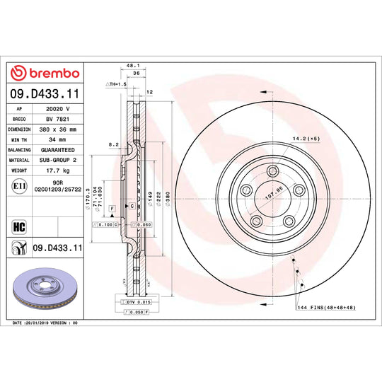 KT00C25 Brembo Ceramic Brake Pad and UV Coated PVT  Brake Disc Kit Brembo Brake Canada