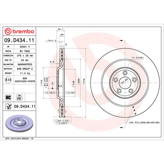 KT00989 Brembo Ceramic Brake Pad and UV Coated PVT  Brake Disc Kit Brembo Brake Canada