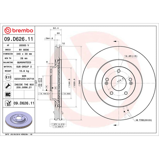 KT04353 Brembo Low-Met Brake Pad and UV Coated Vented  Brake Disc Kit Brembo Brake Canada
