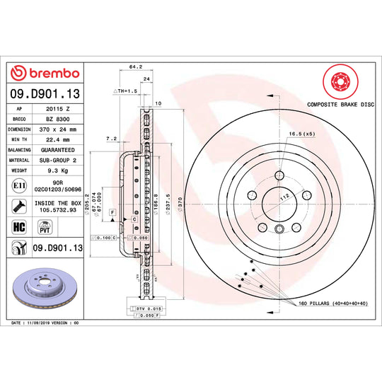 KT04370 Brembo Low-Met Brake Pad and Composite PVT  Brake Disc Kit Brembo Brake Canada