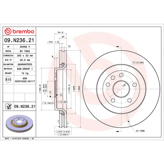 KT00990 Brembo Ceramic Brake Pad and UV Coated Vented  Brake Disc Kit Brembo Brake Canada