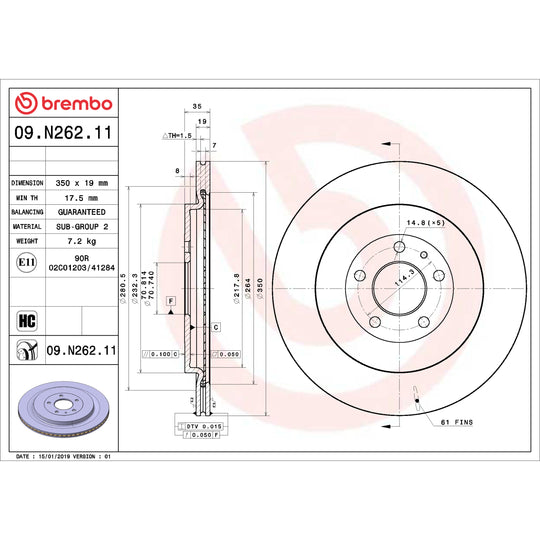 KT00639 Brembo Ceramic Brake Pad and UV Coated Vented  Brake Disc Kit Brembo Brake Canada