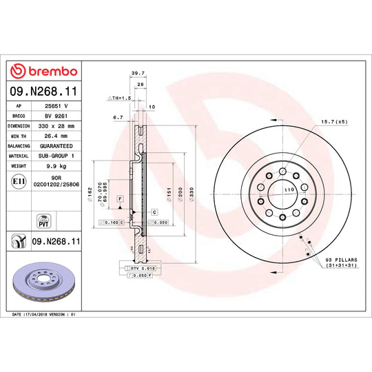 KT00886 Brembo Ceramic Brake Pad and UV Coated PVT  Brake Disc Kit Brembo Brake Canada