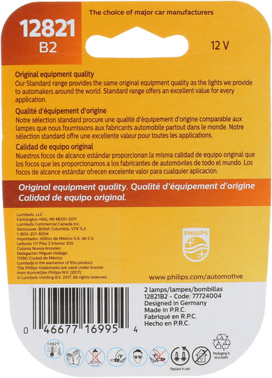 12821B2 Philips Standard Miniature 12821 - Standard - Twin Blister Pack Philips Bulbs