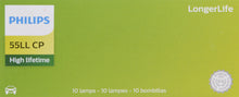 Load image into Gallery viewer, 55LLCP Philips LongerLife Miniature 55LL - LongerLife - Multiple Commercial 10-Pack Philips Bulbs