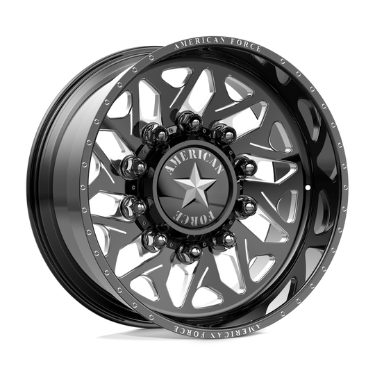 AFTQ7N14D22-5-21 - American Force AFW Hellfire 26X14 8X165.1 -90mm Gloss Black Mill-Mach - American Force Wheels Canada