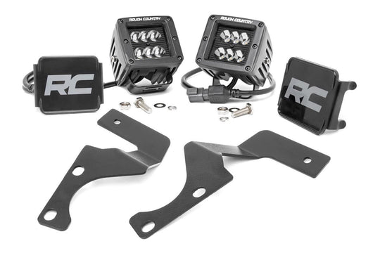 70799 LED Light - Ditch Mount - 2" Black Flood Pair - Toyota 4Runner (10-23) Rough Country Canada