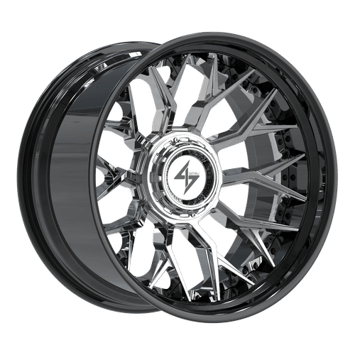 SBFX23221061242 - Sentali Barrel Forged BFX2 22X10 6X135 / 6X139.7 -24mm Gloss Black Lip / Chrome Centre - Sentali Barrel Forged Wheels Canada