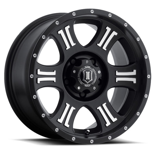 1020908955MB - ICON Shield 20X9 8X180 ET 12mm Black with Machined Logos - ICON Wheels Canada