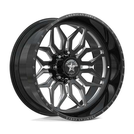 AFTJCKH43G24-5-20 - American Force AFW Stunner 22X12 8X180 -55mm Gloss Black Mill-Mach - American Force Wheels Canada
