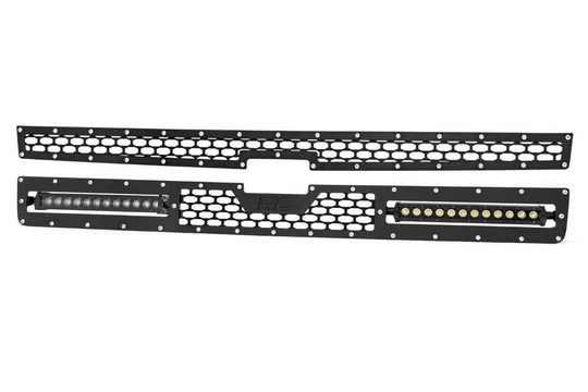 70155 Mesh Grille - 12" Single Row LED Pair - Black - Chevy Silverado 2500 HD/3500 HD (11-14) Rough Country Canada