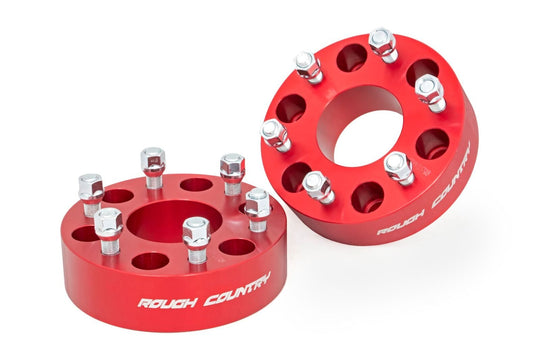 1101RED 2 Inch Wheel Spacers - 6x5.5 - Red - Chevy/GMC 1500 Truck & SUV (92-21) Rough Country Canada