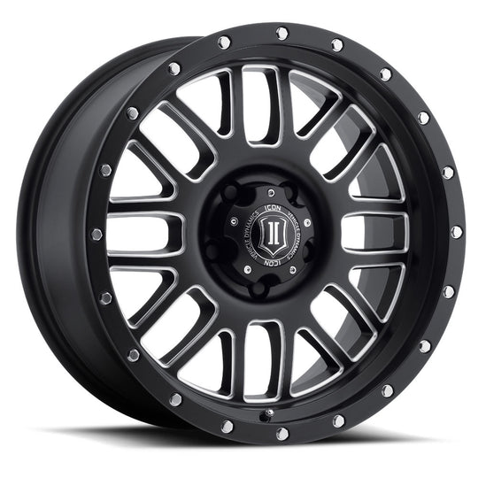 1220908057SBMW - ICON Alpha 20X9 8X165.1 ET 19mm Satin Black with Machined Windows and Black Ring - ICON Wheels Canada