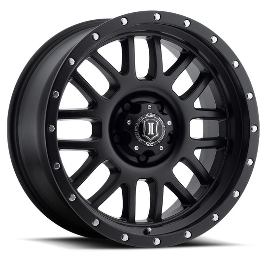 1220908150SB - ICON Alpha 20X9 8X170 ET 0mm Satin Black with Black Ring - ICON Wheels Canada